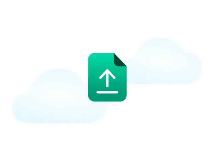 Upload: a document with an upload arrow between clouds