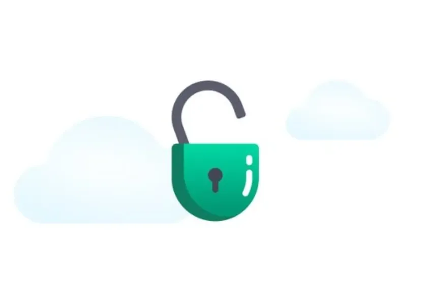 Login: an unlocked padlock