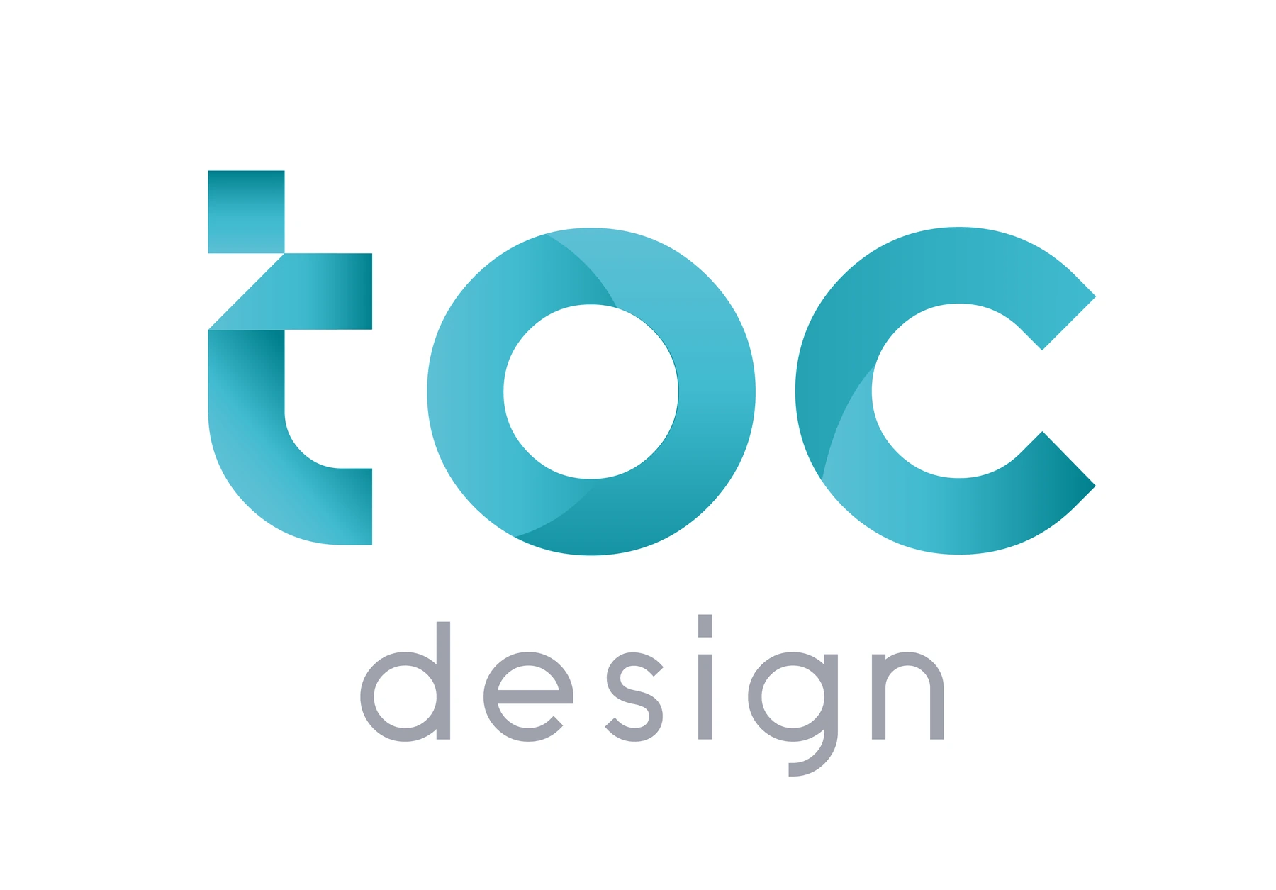 The original toc design wordmark in a turquoise gradient