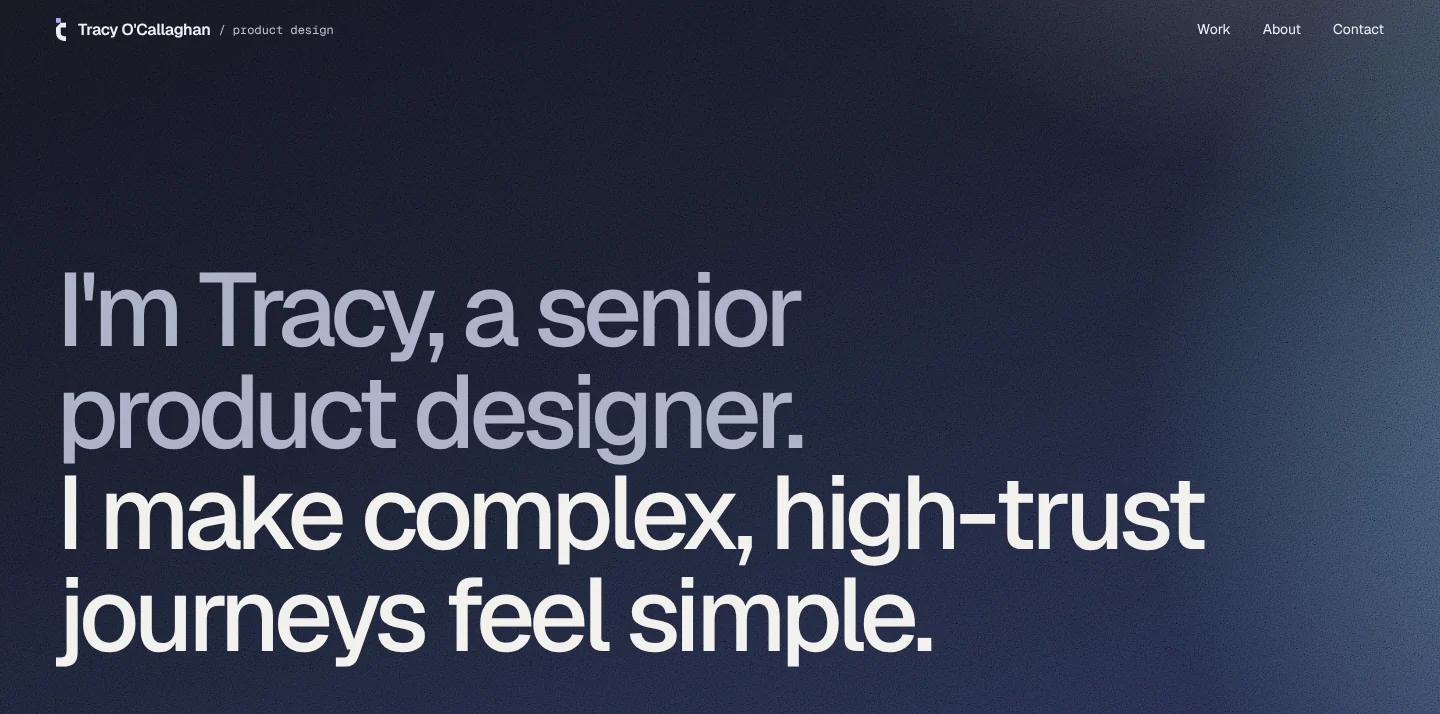 The new home page: a dark navy hero with a large two-tone headline